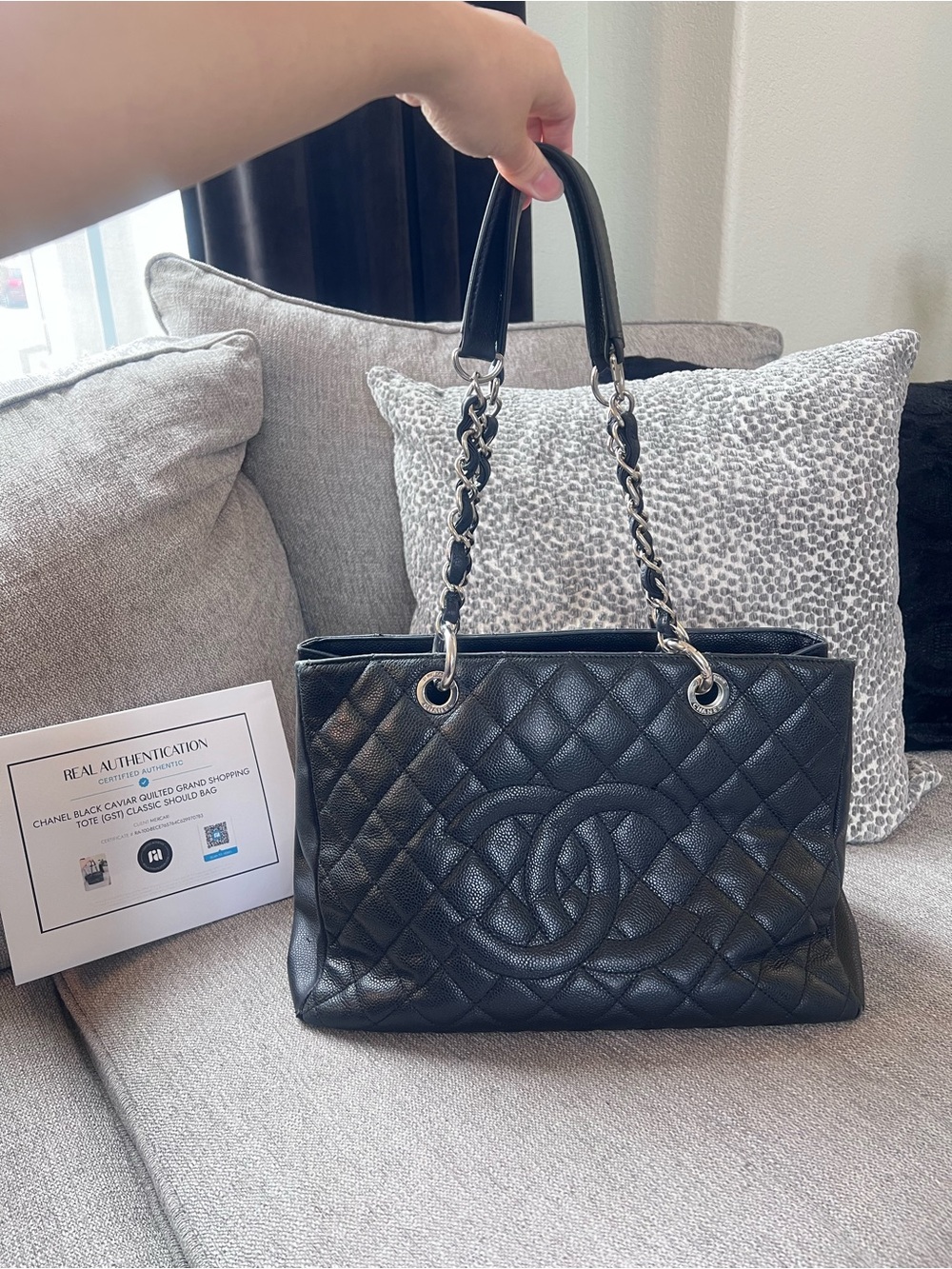 Chanel Black Caviar Quilted Grand Shopping Tote (GST) Classic Should Bag